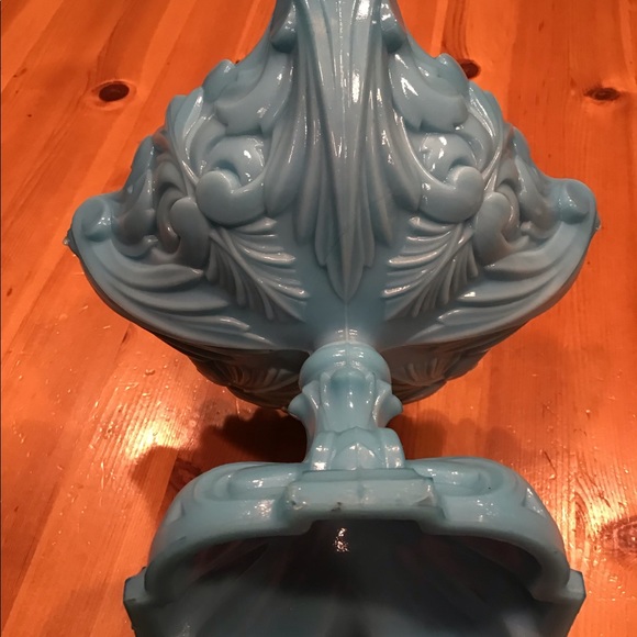 ANTIQUE FRENCH PORTIEUX VALLERYSTHAL BLUE OPALINE GLASS FOOTED COMPOTE GLOWY! - Picture 13 of 16